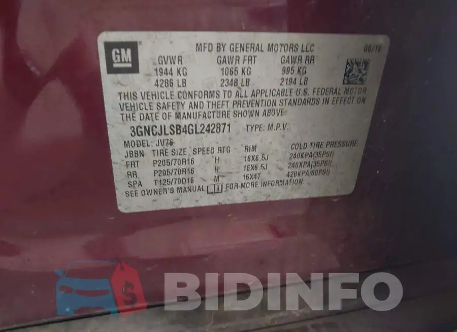 3GNCJLSB4GL242871 Photo# 9