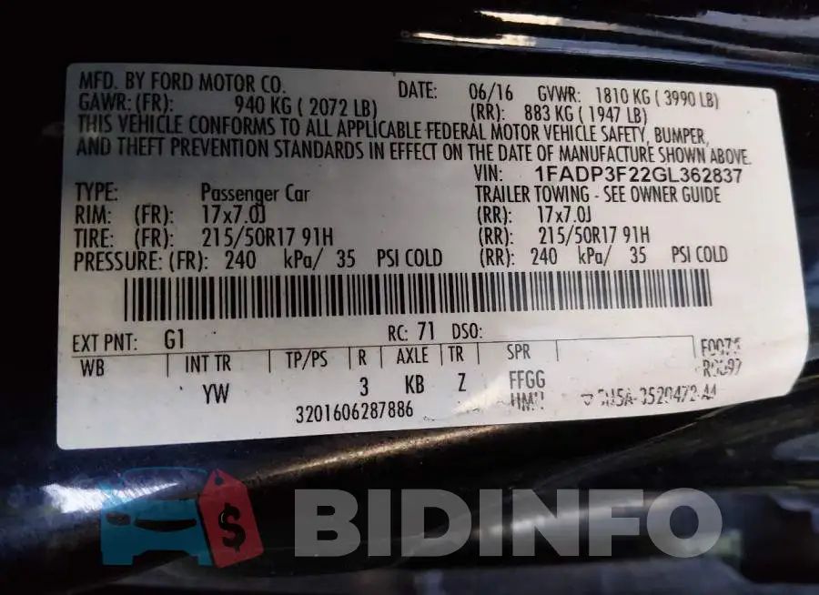 1FADP3F22GL362837 Photo# 9