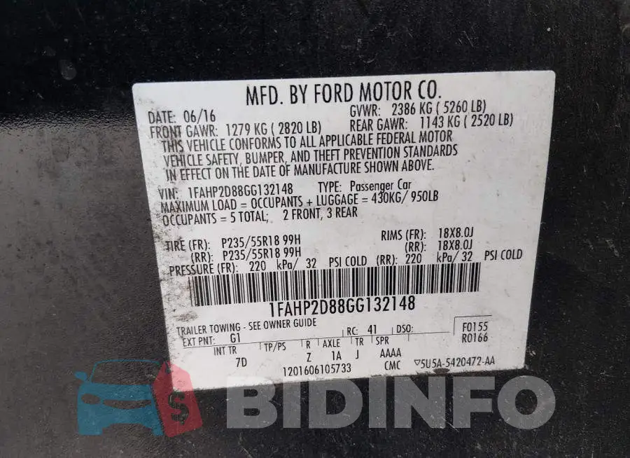 1FAHP2D88GG132148 Photo# 9