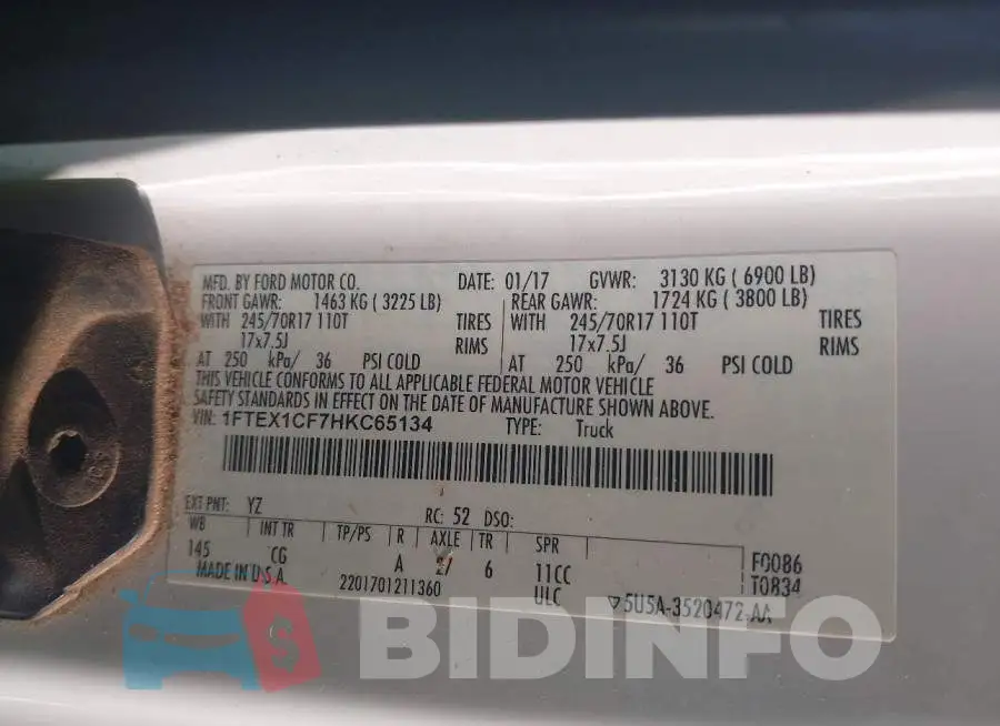 1FTEX1CF7HKC65134 Photo# 9