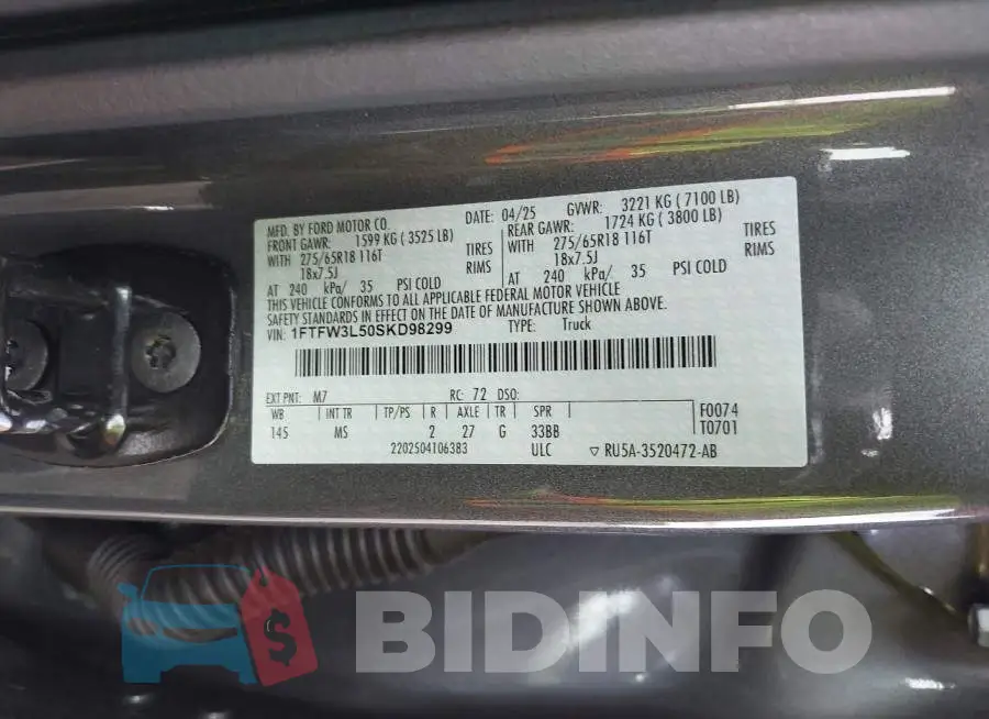 1FTFW3L50SKD98299 Photo# 9