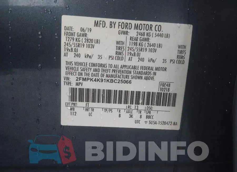 2FMPK4K91KBC25066 Photo# 9
