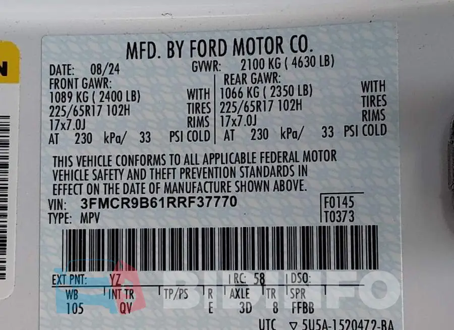 3FMCR9B61RRF37770 Photo# 9