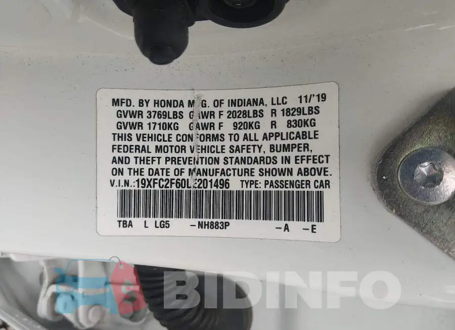 19XFC2F60LE201496 Photo# 9