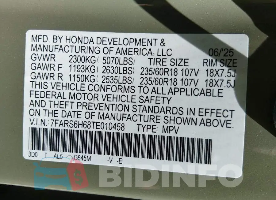 7FARS6H68TE010458 Photo# 9