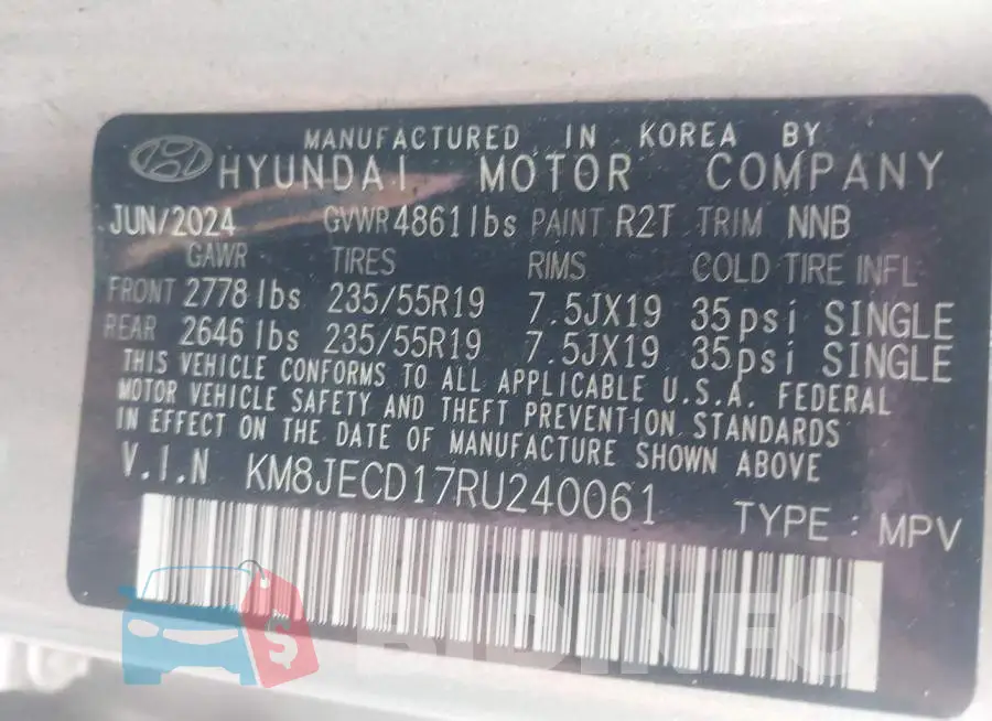 KM8JECD17RU240061 Photo# 9