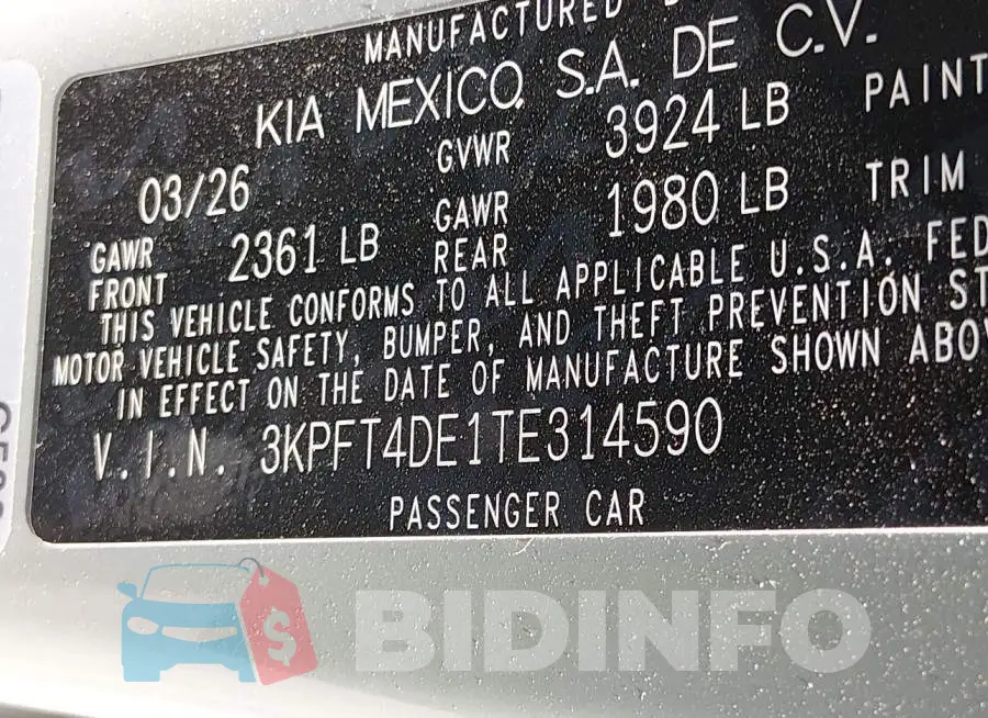 3KPFT4DE1TE314590 Photo# 9
