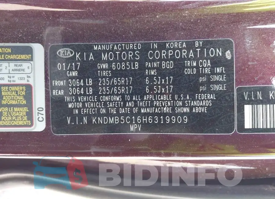 KNDMB5C16H6319909 Photo# 9
