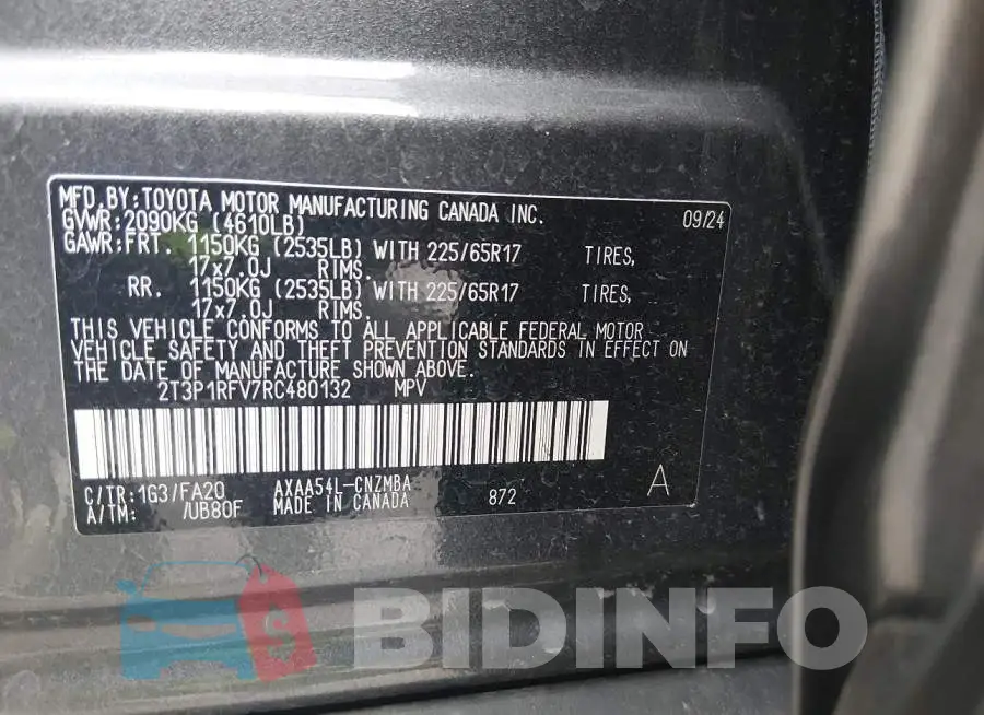 2T3P1RFV7RC480132 Photo# 9