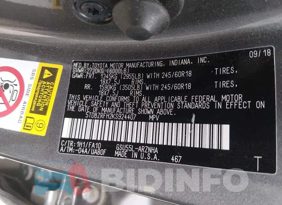 5TDBZRFH2KS924407 Photo# 9