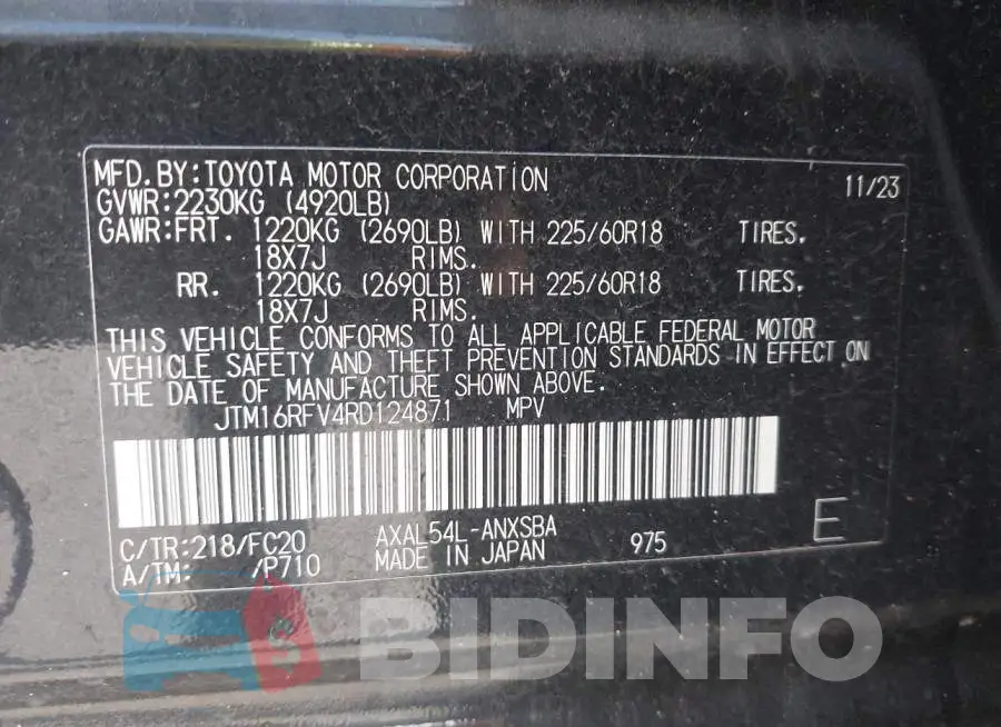 JTM16RFV4RD124871 Photo# 9