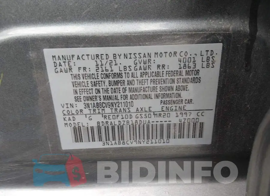 3N1AB8CV9NY211010 Photo# 9