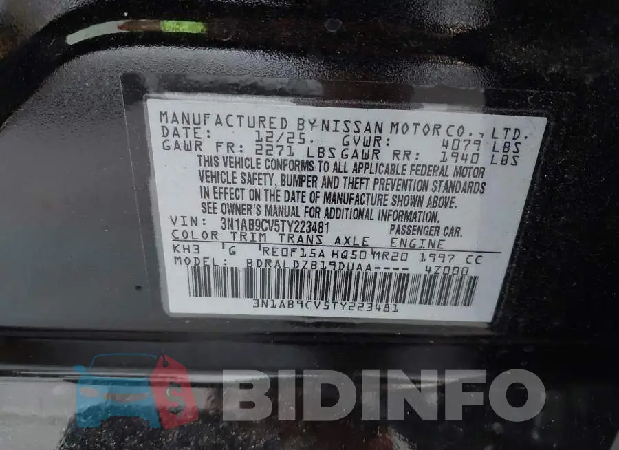 3N1AB9CV5TY223481 Photo# 9