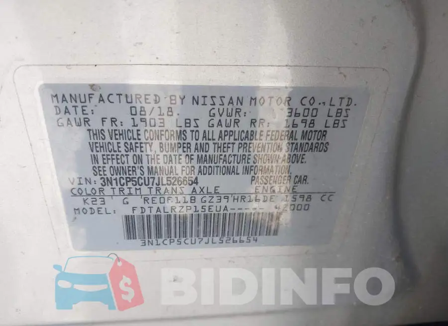 3N1CP5CU7JL526654 Photo# 9