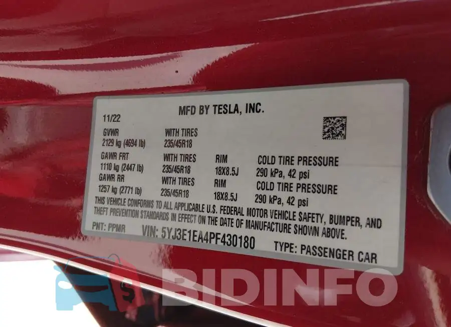 5YJ3E1EA4PF430180 Photo# 9