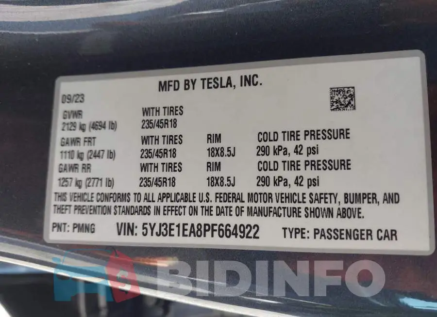 5YJ3E1EA8PF664922 Photo# 9