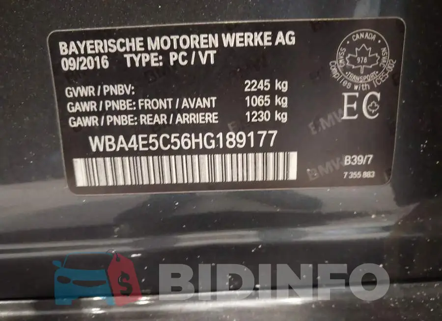 WBA4E5C56HG189177 Photo# 9