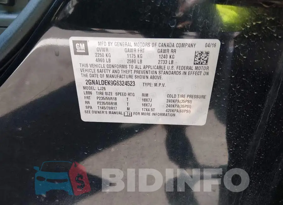 2GNALDEK9G6324523 Photo# 8