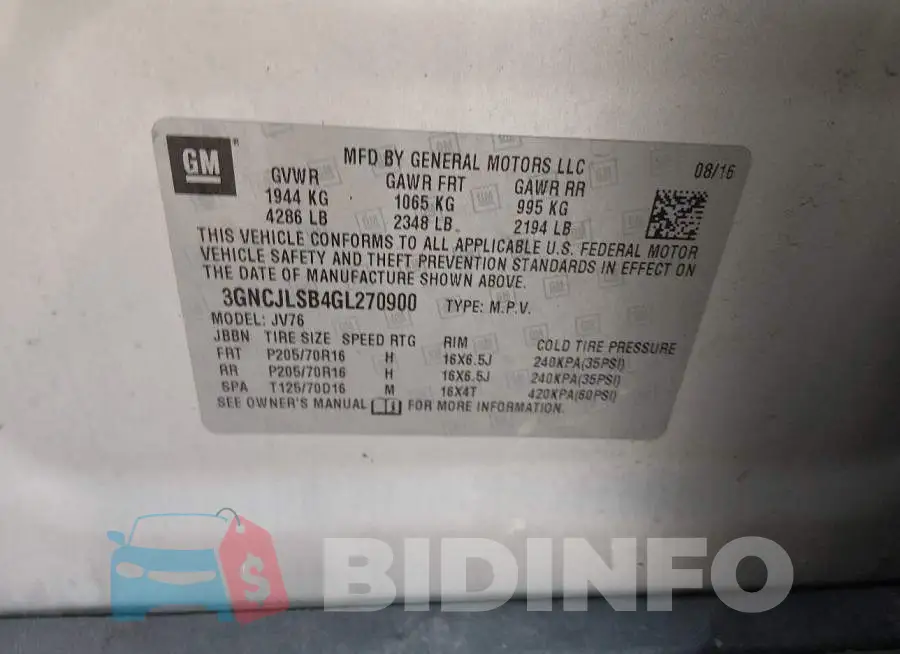 3GNCJLSB4GL270900 Photo# 9