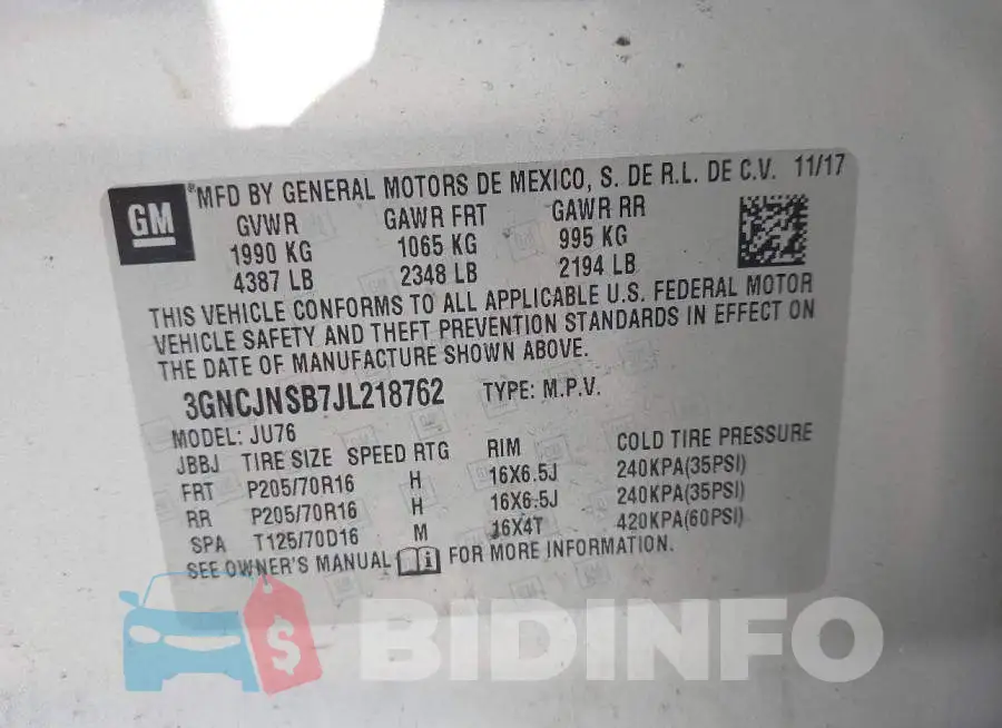 3GNCJNSB7JL218762 Photo# 9