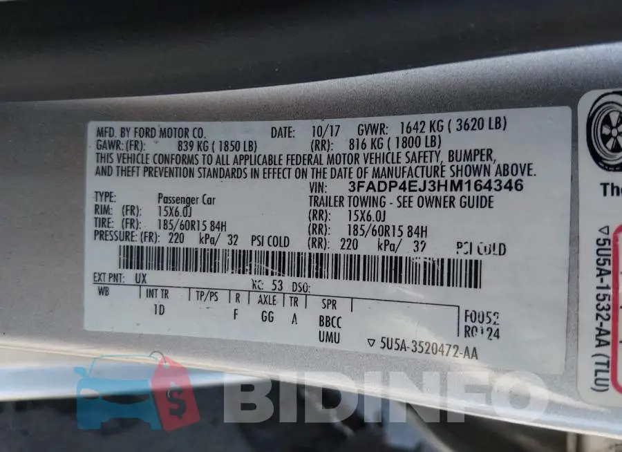 3FADP4EJ3HM164346 Photo# 9