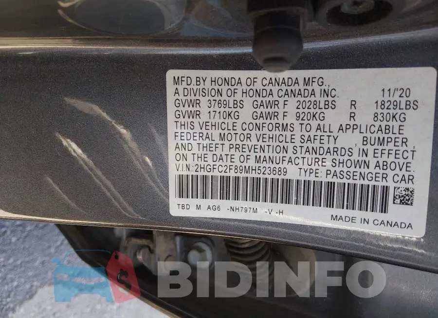 2HGFC2F89MH523689 Photo# 9