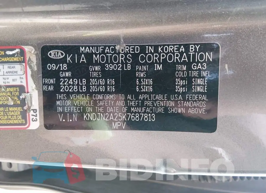 KNDJN2A25K7687813 Photo# 9