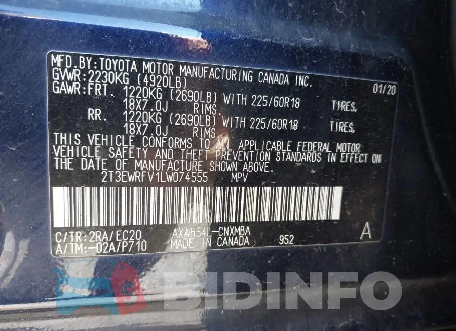 2T3EWRFV1LW074555 Photo# 9