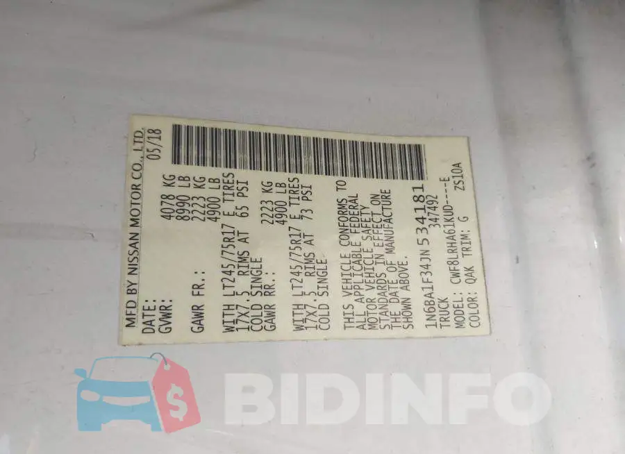 1N6BA1F34JN534181 Photo# 9
