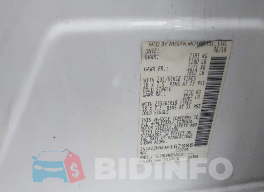 5N1AZ2MH8JN167888 Photo# 9