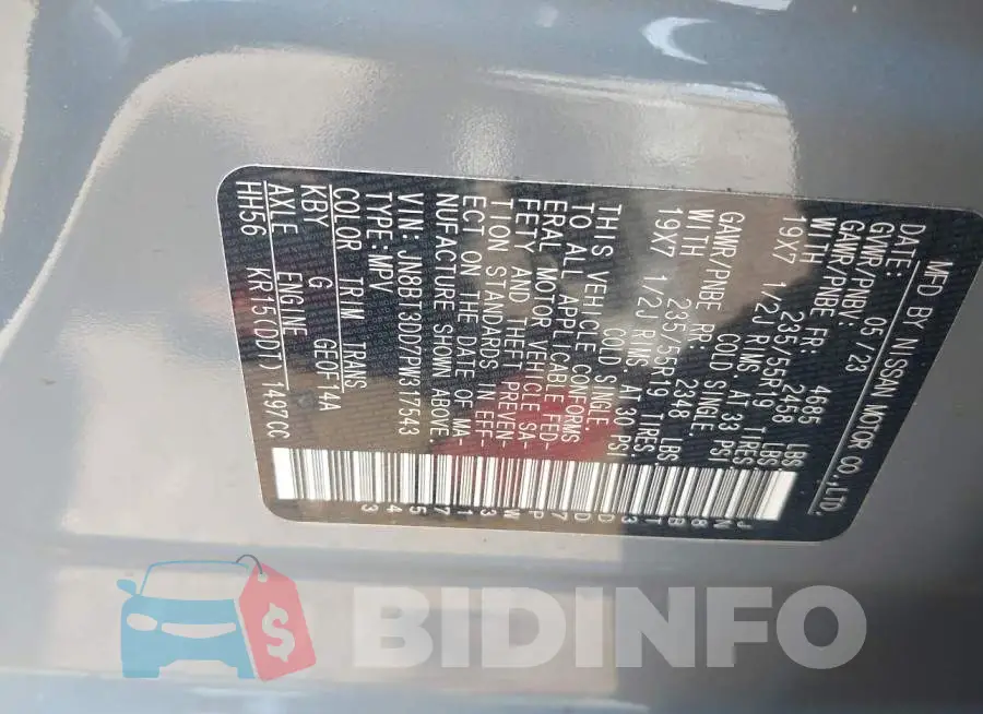 JN8BT3DD7PW317543 Photo# 9