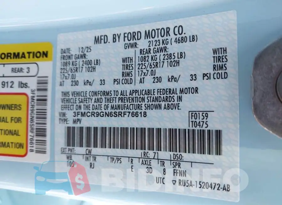 3FMCR9GN6SRF76618 Photo# 9