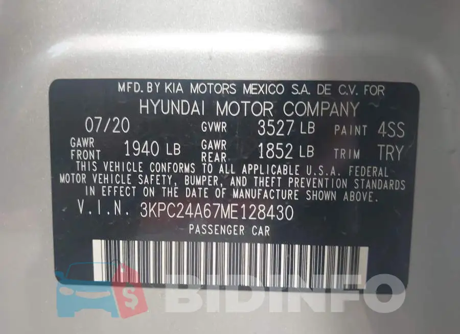 3KPC24A67ME128430 Photo# 9