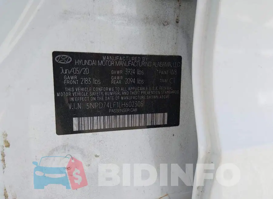 5NPD74LF1LH602305 Photo# 9