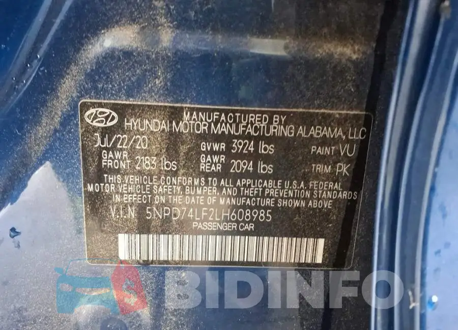 5NPD74LF2LH608985 Photo# 9