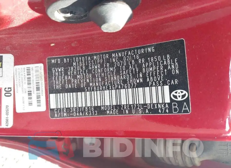 5YFBURHEXGP476077 Photo# 9