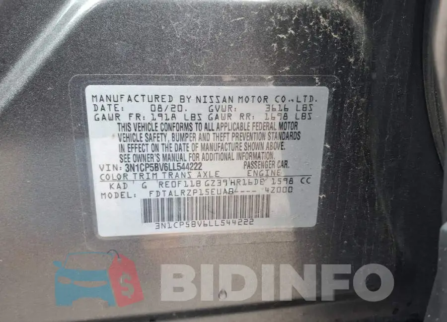 3N1CP5BV6LL544222 Photo# 9