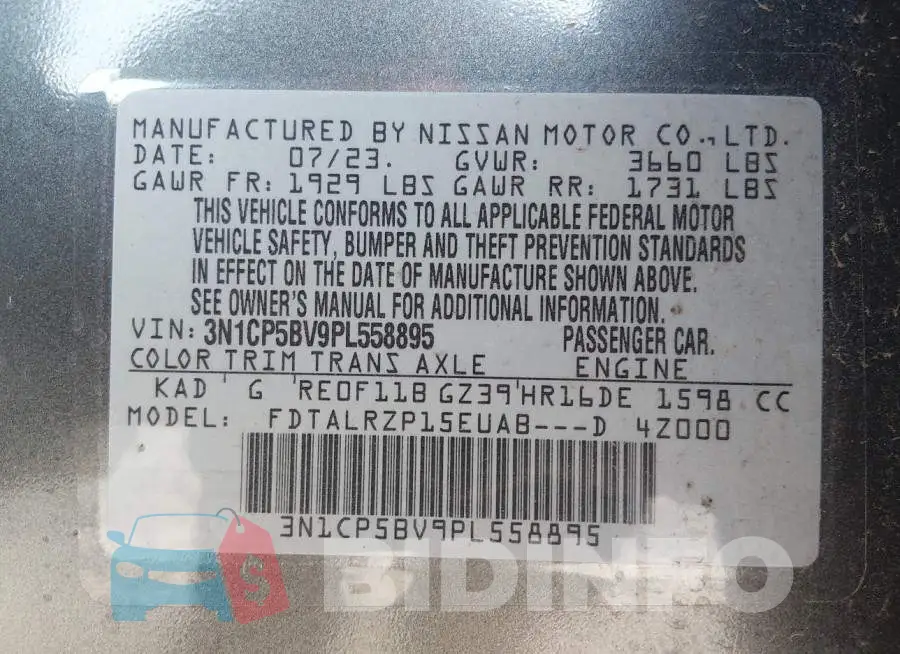 3N1CP5BV9PL558895 Photo# 9