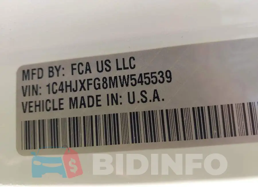 1C4HJXFG8MW545539 Photo# 9