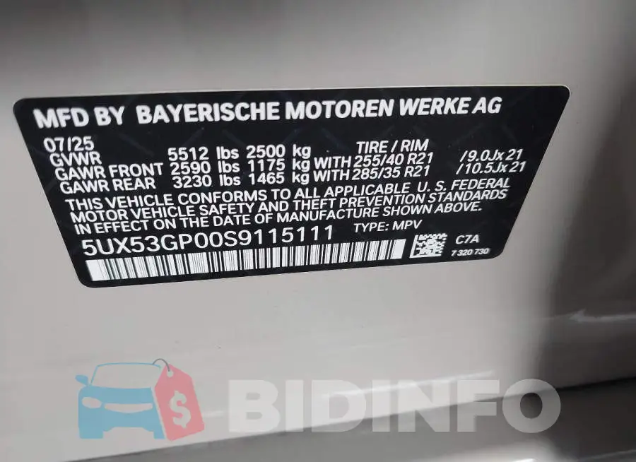 5UX53GP00S9115111 Photo# 9