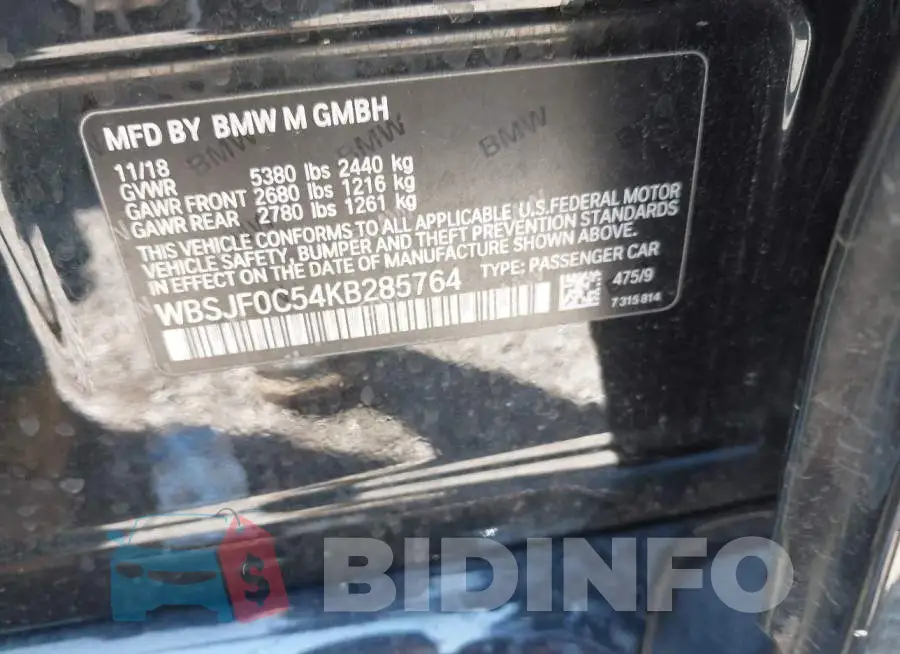 WBSJF0C54KB285764 Photo# 9