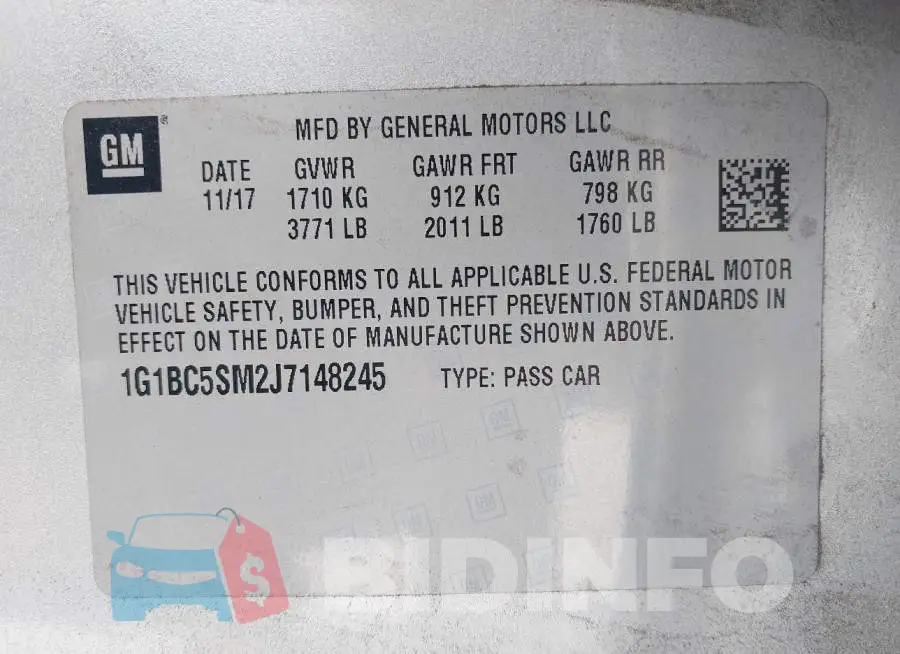 1G1BC5SM2J7148245 Photo# 9