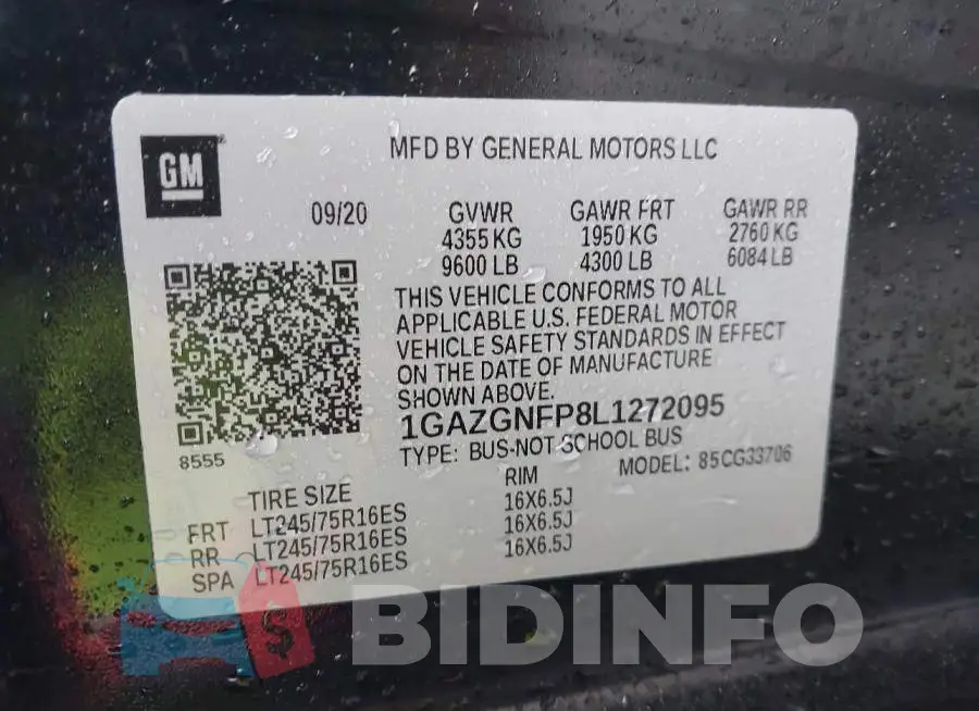 1GAZGNFP8L1272095 Photo# 9