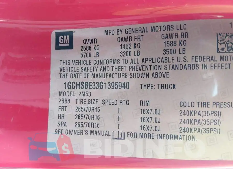1GCHSBE33G1395940 Photo# 9