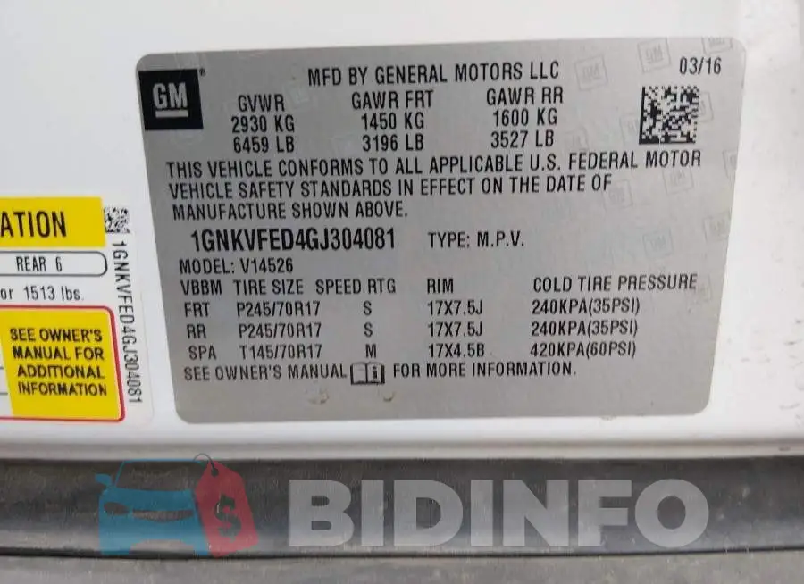 1GNKVFED4GJ304081 Photo# 9