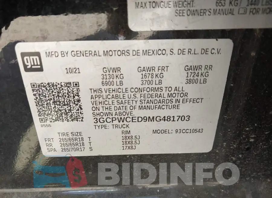 3GCPWCED9MG481703 Photo# 9