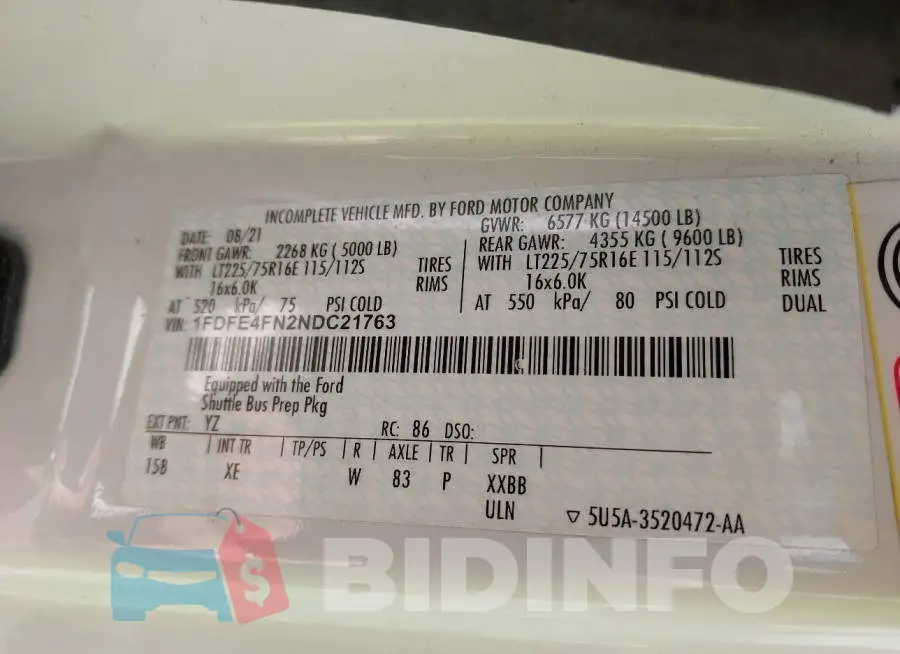 1FDFE4FN2NDC21763 Photo# 9
