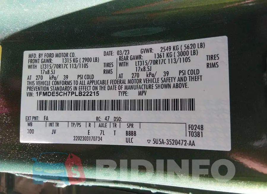 1FMDE5CH7PLB22215 Photo# 9