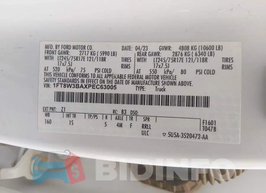 1FT8W3BAXPEC63005 Photo# 9