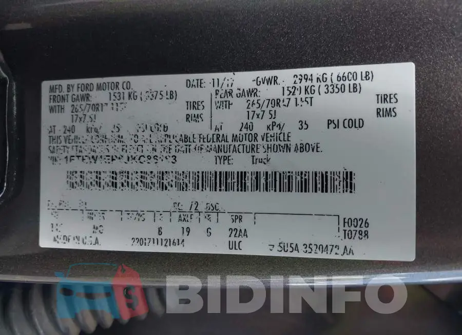 1FTEW1EP6JKC86183 Photo# 9